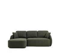 Canapé convertible 3 places Laira en chenille vert foncé avec méridienne gauche 246 cm FSC Mix Credit