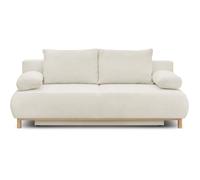 Banquette convertible 3 places MIKA - Tissu Bouclette beige - Coffre de rangement - L 192 x H 84 x P 93 cm