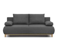 Banquette convertible 3 places MIKA - Tissu gris - Coffre de rangement - L 192 x H 84 x P 93 cm