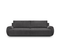 Canapé convertible - 3 places - MILO - Tissu velours côtelé Gris Anthracite - Coffre de rangement - 254 x 99 x 84 cm