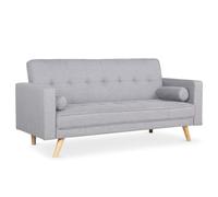 Menzzo Canapé convertible Slow – scandinave – tissu gris clair – 3 places – réversible