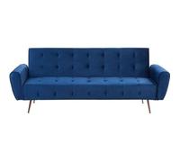 Canapé convertible 3 places velours bleu marine SELNES