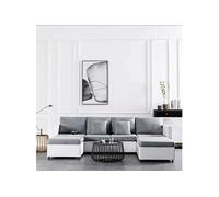 Canape convertible 4 places en simili-cuir blanc 280 x 280 x 83 cm