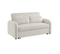 Canapé convertible arrondi 2 places velours côtelé blanc L 168 x P 90 x H 88cm - Lino