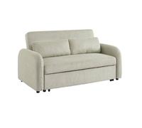 Canapé convertible arrondi 2 places velours côtelé gris clair L 168 x P 90 x H 88cm - Lino