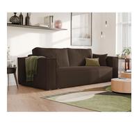 Canape Convertible BALI - 3 places - Coffre de rangement - Tissu Velours Cotelé - Brun
