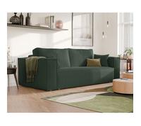 Canape Convertible BALI - 3 places - Coffre de rangement - Tissu Velours Cotelé - Vert