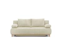 Mika Canapé convertible MIKA 3 places velours côtelé beige avec coffre L192×H84×P93 cm