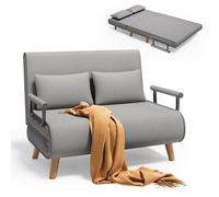 Canapé Convertible - Bealife - Canapé Lit - Fauteuil 2 Place - 2 Coussin - Pied en Bois - Dossier 6 positions - Gris