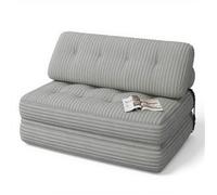 Canapé convertible - BEALIFE - yunshu ar33 - 2 places - Velours côtelé gris - Couchage 130x200 cm