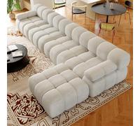 Canapé convertible,Canapé d'angle,Méridienne,Canapé d'angle en L,Design moderne,Lignes épurées,Tissu doux,Mousse haute élasticité,Sans assemblage,Compression emballage,Rétablissement 72h,Couleur Blanc