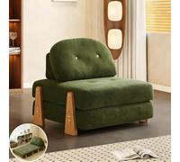 Canapé Convertible Canape Velours Cotele Fauteuil Convertible 1 Place Adulte Chauffeuse Banquette Lit Escamotable Petit Canape Lit avec Matelas Meridienne Chauffeuse 1 Place Adulte (Vert)