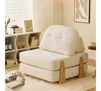 Canapé Convertible Canape Velours Cotele Fauteuil Convertible 1 Place Adulte Chauffeuse Banquette Lit Escamotable Petit Canape Lit avec Matelas Meridienne Chauffeuse 1 Place Adulte (Blanc)