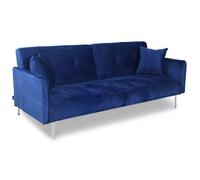 Canape droit menzzo 3 places en velours bleu 92 x 191 x 77 cm