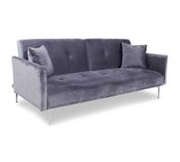 Canapé convertible clic-clac 3 places Carla Velours Gris - MENZZO - Contemporain - Design - Dimensions 191x92 cm