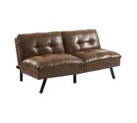 Canapé convertible clic-clac 3 places en microfibre vieillie marron PEGULA II