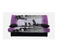 Canapé convertible clic clac 3 places - Tissu motif Street City - L 190 x P 92 cm - DREAM - Style Contemporain