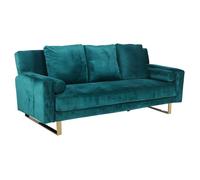 Menzzo Canapé Convertible Djobi Velours Vert Pied Or L210 x P95 x H90 cm Position lit : L210 x P107 x H42 cm