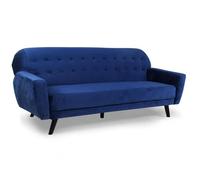 Menzzo Canapé Convertible scandinave Helios Velours Bleu