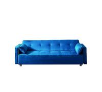 Canapé Convertible COPENHAGUE Tissu 3 Places Bleu Canard 213 cm | Couchage lit profondeur 111 cm, structure bois massif, dossier mousse recy zigzag