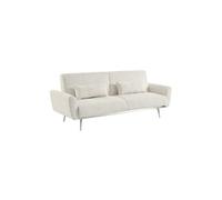 sweeek - Canapé Convertible Design en Velours côtelé Blanc - Oskar - 3 Places scandinave Droit avec Pieds métal chromé