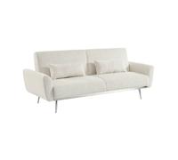 sweeek - Canapé Convertible Design en Velours côtelé Blanc - Oskar - 3 Places scandinave Droit avec Pieds métal chromé