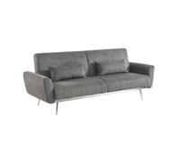 sweeek - Canapé Convertible Design en Velours côtelé Gris foncé - Oskar - 3 Places scandinave Droit avec Pieds métal chromé