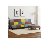 Vidaxl Canapé-Lit À 2 Places Avec Repose-Pied Patchwork Tissu