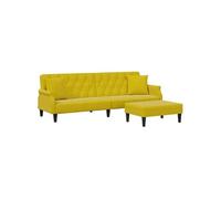 Canape convertible [en.casa] 2 places en velours jaune 84.5 x 216 x 31 cm jaune