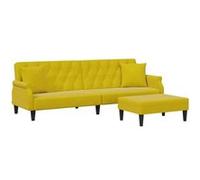 Canape convertible [en.casa] 2 places en velours jaune 84.5 x 216 x 31 cm jaune