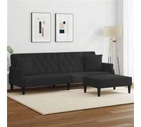 Canape convertible [en.casa] 2 places en velours noir 84.5 x 216 x 31 cm noir G