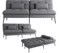 Canapé Convertible en Peluche, canape 3 Places,Pieds en métal 174 * 55 * 72cm,Gris
