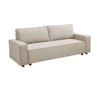Canapé convertible en tissu 3 places beige L 220 cm - Oviala