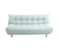 Canapé convertible en tissu menthe à l'eau et bois clair yumi