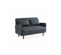 Alice's Home - Canapé Convertible en Tissu - Panam - 2 Places scandinave. Pieds Bois foncé. Gris foncé. Banquette. Dossier inclinable