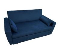 Happy Garden Canapé convertible Matt – 2 places en velours bleu, dossier inclinable et coussins
