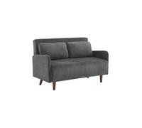 Canapé convertible en velours côtelé - Panam - 2 places scandinave. pieds bois foncé. gris foncé. banquette. dossier inclinable