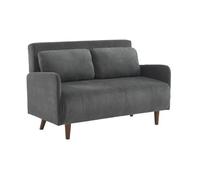 Canapé convertible en velours côtelé - Panam - 2 places scandinave. pieds bois foncé. gris foncé. banquette. dossier inclinable