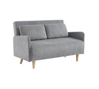 Canapé convertible en velours côtelé - Panam - 2 places scandinave. pieds bois. gris clair. banquette. dossier inclinable