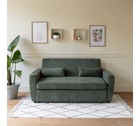 Canapé convertible en velours côtelé vert 2 places matt