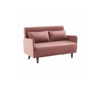 Canapé convertible en velours - Panam - 2 places scandinave. pieds bois foncé. vieux rose. banquette. dossier inclinable