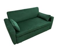 Happy Garden Canapé Convertible Matt en Velours Vert 2 Places. Canapé avec Dossier inclinable et Coussins