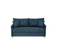 Canapé convertible express 140 RASPAIL matelas 16 cm sommier LATTES Genesis Bleu Pacific