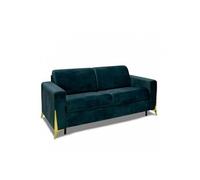 Canapé convertible express 160 ONTARIO sommier lattes matelas 20 cm velours Velluto bleu pétrole