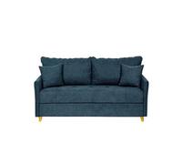 Canapé convertible express 160 RASPAIL matelas 20 cm sommier METAL Genesis Bleu Pacific