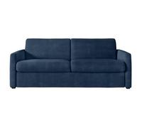 Canapé convertible express 3 places AGATHE 140x190cm en velours côtelé - Bleu foncé - Matelas 13cm - L178 x P96 x H88cm -