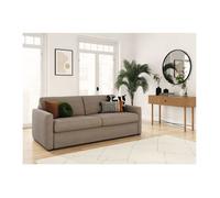 Canapé convertible express 3 places AGATHE 140x190cm en velours côtelé - Taupe - Matelas 13cm - L178 x P96 x H88cm - LOUNGITUDE