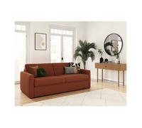 Canapé convertible express 3 places AGATHE 140x190cm en velours côtelé - Terracotta - Matelas 13cm - L178 x P96 x H88cm - LOUNGITUDE