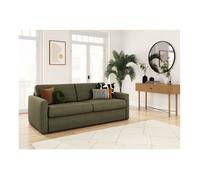 Canapé convertible express 3 places AGATHE 140x190cm en velours côtelé - Vert kaki - Matelas 13cm - L178 x P96 x H88cm - LOUNGITUDE