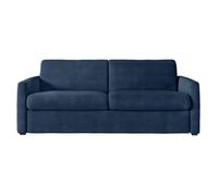 Canapé convertible express AGATHE 160x190cm en velours côtelé - Matelas épaisseur 13cm - Bleu foncé